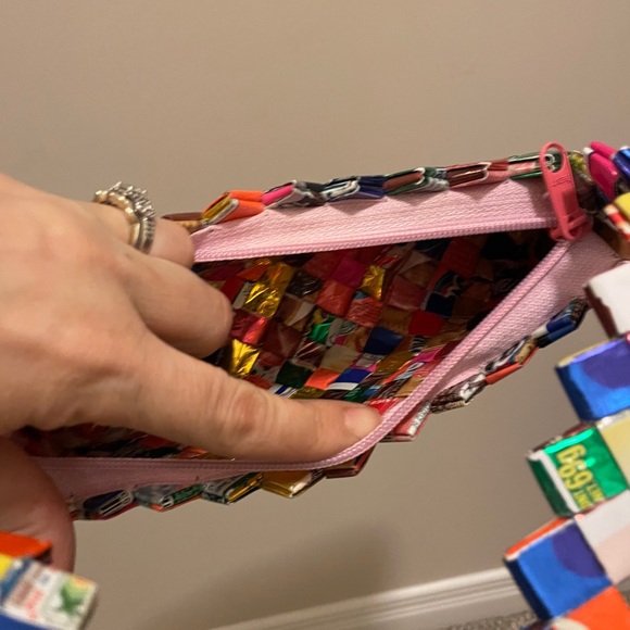 Candy Wrapper Clutch Handmade with zipper closure- big enough for an iPhone - Picture 6 of 11